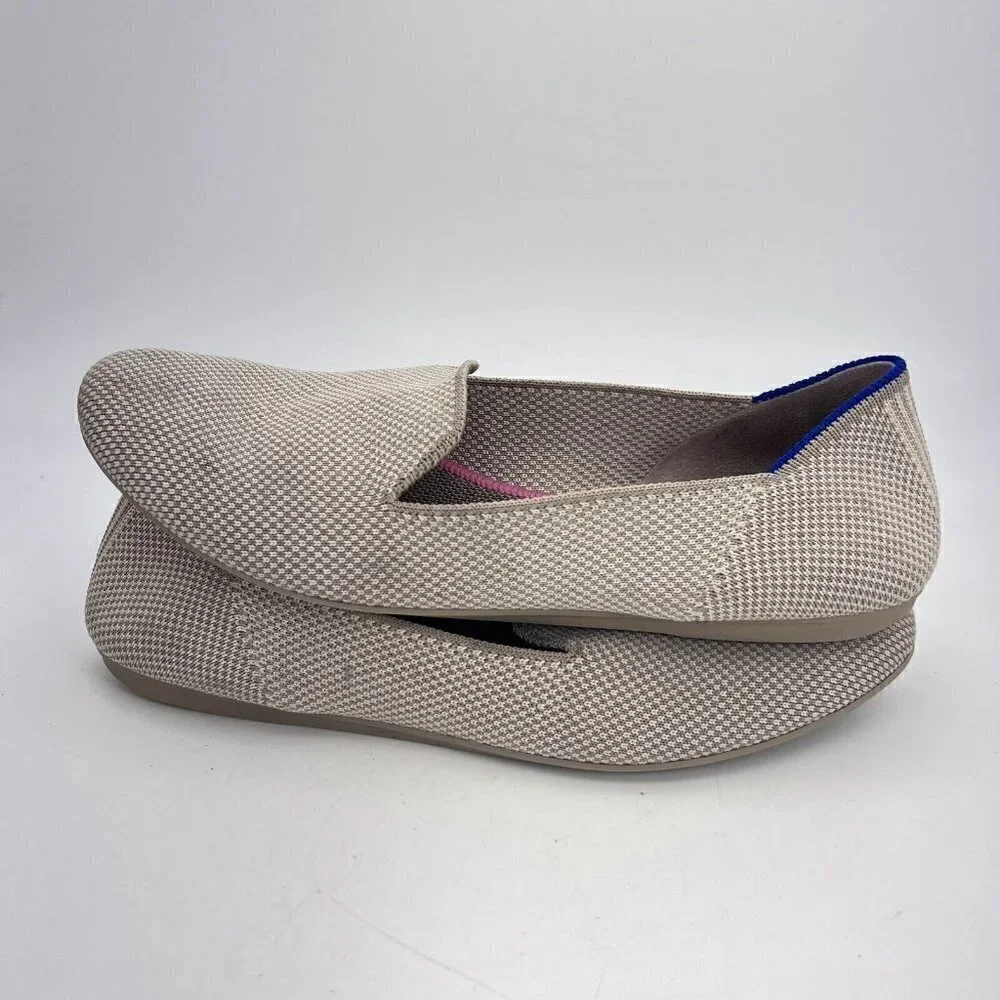 Rothy’s The Loafer Women Size 8 W Knit Flat Slip On Shoes Beige
